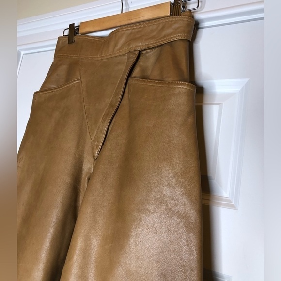 The Leather Warehouse Vintage High Waisted Tan Leather Trousers 10 - Picture 2 of 12
